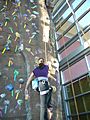 Female student climbing