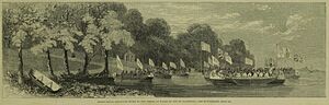 Grand canoe reception given to the Prince of Wales on the St. Lawrence - ILN 1860