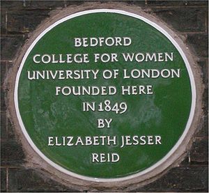 Green plaque Elizabeth Jesser Reid