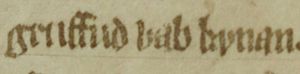 Gruffudd ap Cynan (Oxford Bodleian Library MS Jesus College 111, folio 254r)