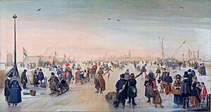 Hendrick Avercamp - Winterlandschap met schaatsers bij de stad Kampen