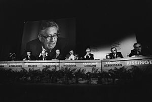 Henry Kissinger with former USSR leaders - WEF Annual Meeting 1992
