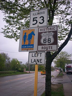 Historic Route 66 & Route 53 in Joliet IL south of Theodore Street