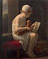 Jeanne-Elisabeth Chaudet - A little girl wanting to teach her dog how to read
