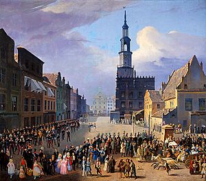 Juliusz Knorr - Widok Starego Rynku w Poznaniu w 1838 roku