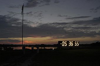 Kennedy Space Center - clock and flagpole.jpg