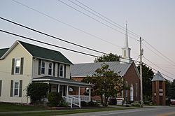 House and church on Main Street