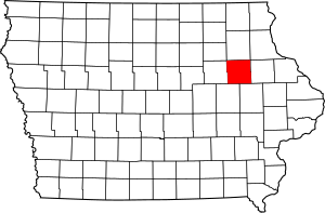 Map of Iowa highlighting Buchanan County