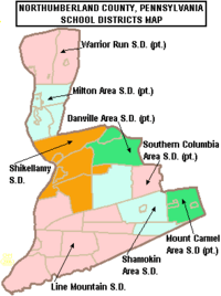 Map of Northumberland County Pennsylvania School Districts