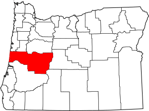 Map of Oregon highlighting Lane County