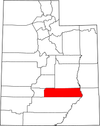 Map of Utah highlighting Wayne County