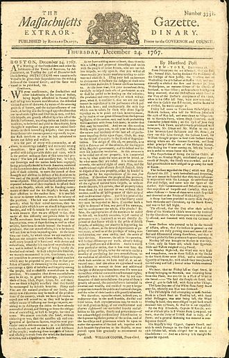 Massachusetts Gazette, December 24, 1767