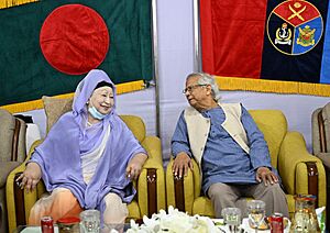 Muhammad Yunus and Khaleda Zia at Armed Forces Day ceremony, Senakunja, Dhaka, 2025-11-21