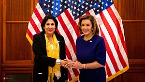 Nancy Pelosi met with Salome Zourabichvili at the US Capitol for Russian aggression