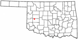 Location of Foss shown in Oklahoma