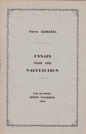 Pierre Gamarra Couverture Essais pour une malédiction 1943