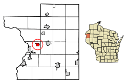 Location of Centuria in Polk County, Wisconsin.