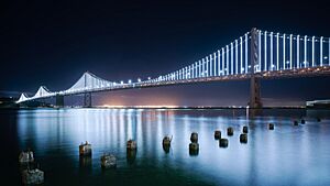 San Francisco Bay Bridge Western Span at night