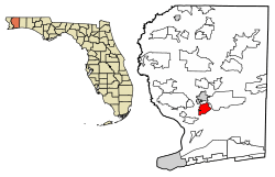 Location of Bagdad in Santa Rosa County, Florida.