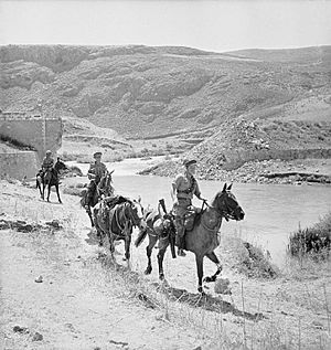 The Cheshire Yeomanry patrolling on horseback at Marjuyan in Syria, 16 June 1941. E3593