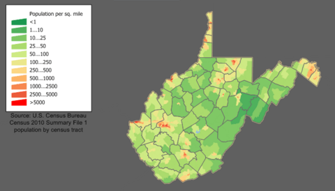West Virginia population map