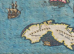1591 De Bry and Le Moyne Map of Florida and Cuba - 1591.jpg