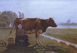 Augustus Burke - A misty morning, Holland (1874)