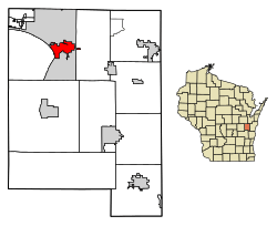 Location of Sherwood in Calumet County, Wisconsin.