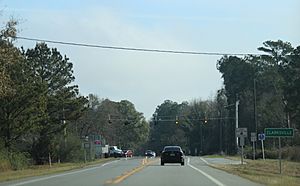 Sign for Clarksville on State Road 20