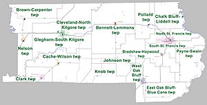 Clay County Arkansas 2010 Township Map large