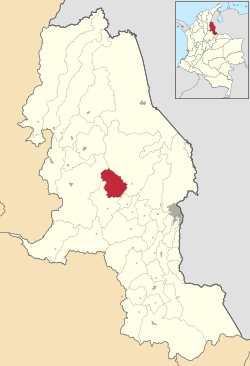 Location of the municipality and town of Bucarasica in the Norte de Santander Department of Colombia.