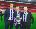 David Sharpe, Paul Sharpe and David Whelan holding FA cup