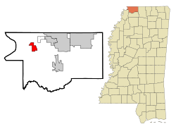 Location of Memphis, Mississippi