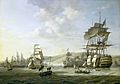 De Engels-Nederlandse vloot in de Baai van Algiers ter ondersteuning van het ultimatum tot vrijlating van blanke slaven, 26 augustus 1816. Rijksmuseum SK-A-1377