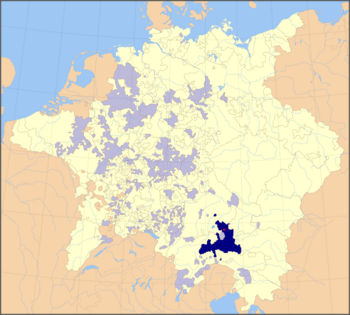 Salzburg territory (blue) in 1648