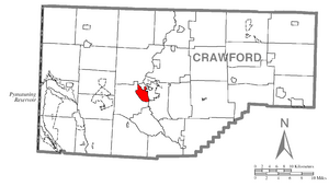 Location of Fredericksburg in Crawford County