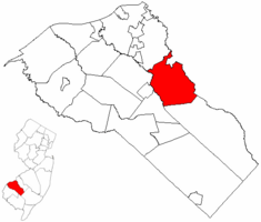 Washington Township highlighted in Gloucester County. Inset map: Gloucester County highlighted in the State of New Jersey