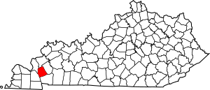 Map of Kentucky highlighting Lyon County