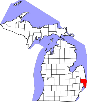 Map of Michigan highlighting St. Clair County