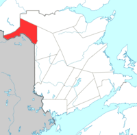 Map of New Brunswick highlighting Madawaska County
