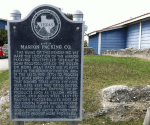 Marion packing company sign in Fulton, Texas