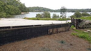 Oatley, NSW - Neverfail Bay, with derelict oyster barge in foreground (April 2019)