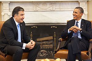 Obama and Saakashvili in the Oval Office, Jan. 30, 2012.