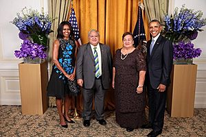 Obamas with Samoa Prime Minister Tuilaepa Aiono Sailele Malielegaoi
