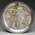 Plate, the king Yazdgard I, slaying a stag