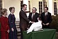 President George H. W. Bush at the Annual Presidential Pardoning of the Thanksgiving Turkey