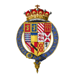 Quartered arms of Sir Gilbert Talbot, 7th Earl of Shrewsbury, KG