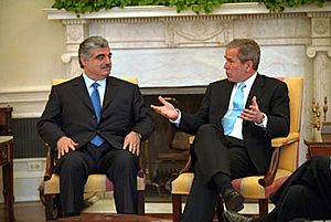 Rafik Hariri George W. Bush