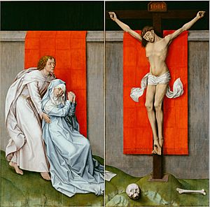 Rogier van der Weyden, Netherlandish (active Tournai and Brussels) - The Crucifixion, with the Virgin and Saint John the Evangelist Mourning - Google Art Project