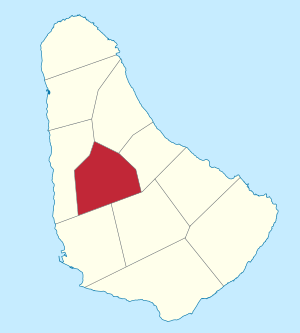 Map of Barbados showing the Saint Thomas parish
